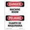 Signmission OSHA Danger Sign, Machine Room Bilingual, 10in X 7in Rigid Plastic, 7" W, 10" H, Bilingual Spanish OS-DS-P-710-VS-1673 - alternate 1